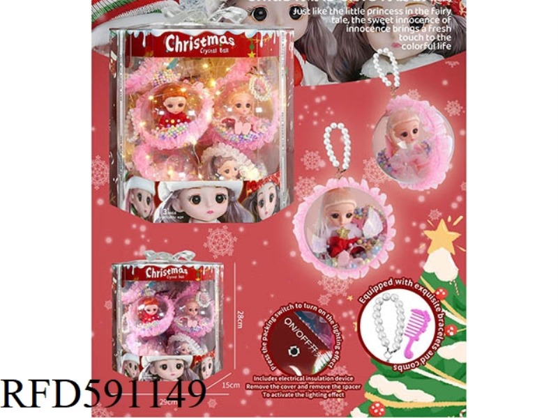 12PCS CHRISTMAS CRYSTAL BALLS. BARBIE DOLL SET GIRLS PLAY HOUSE TOYS