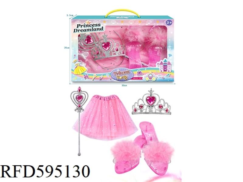 GIRLS SILK HAIR PRINCESS SHOES MAGIC WAND CROWN SEQUIN GAUZE DRESS ACCESSORIES PLAY HOUSE ACCESSORIE