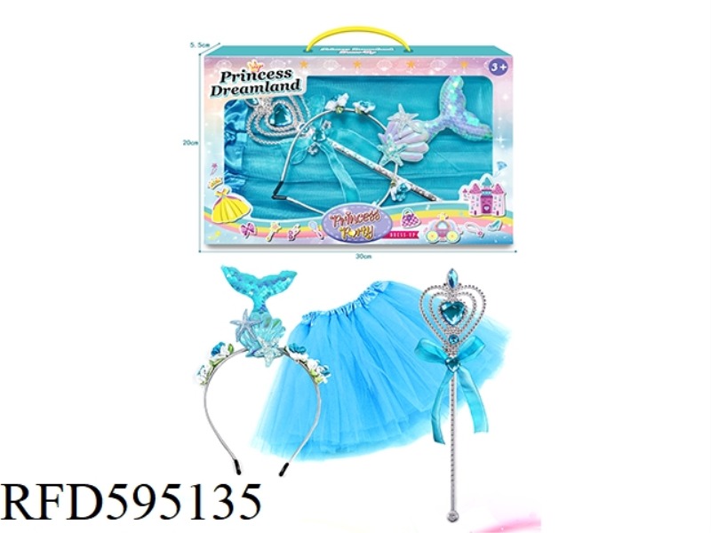 NEW STAGE PARTY PERFORMANCE GIRL GAUZE DRESS MERMAID HEADBAND MAGIC STICK PLAY HOUSE ROLE PLAY JEWEL