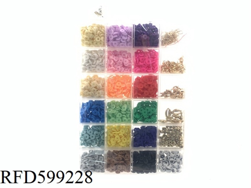 POLYMER CLAY BEADS + LETTER BEADS + PENDANT + LOBSTER BUCKLE OPEN LOOP BUCKLE THREAD (24 BARS)
