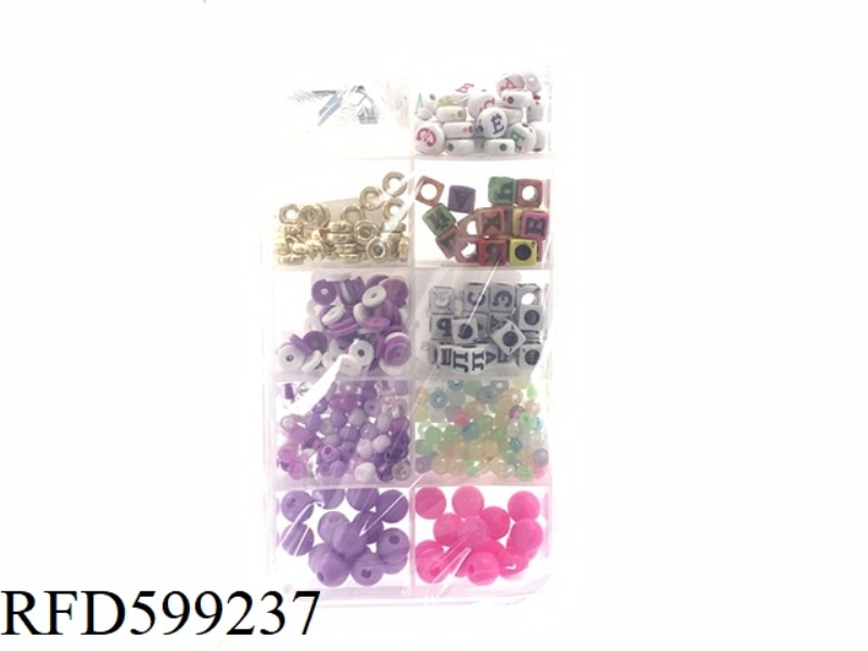 4CM BEADS + RUSSIAN LETTERS + COLORED BEADS + POLYMER CLAY + LATTICE BEADS + THREAD (10 CELLS)