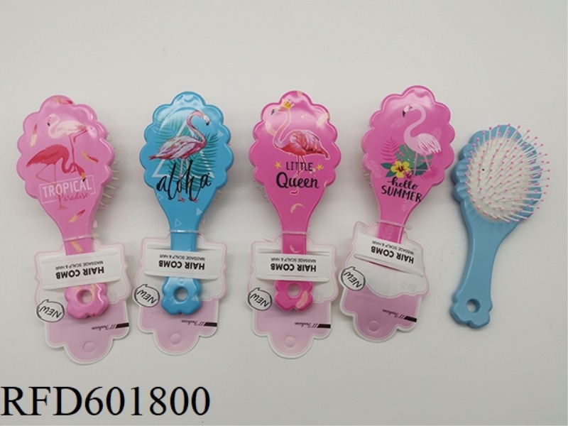 FLAT MASSAGE COMB FLAMINGO