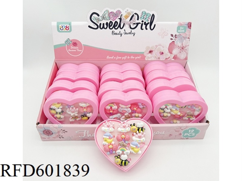 HEART PEACH BOX RING RING 12PCS