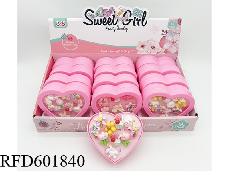 HEART PEACH BOX RING RING 12PCS