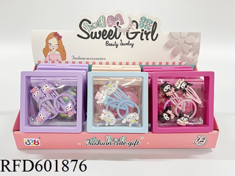GIRLS' ACCESSORIES: HAIRPIN + HAIR TIE (SANRIO) 12PCS