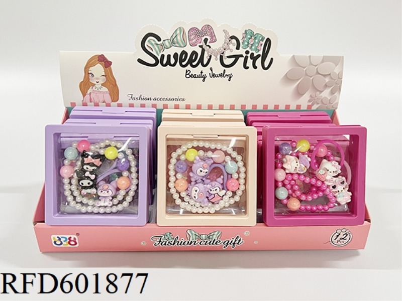 GIRLS ACCESSORIES: NECKLACE + HAIR TIE PAIR (SANRIO) 12PCS