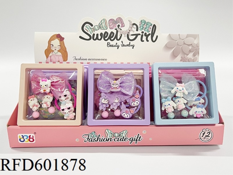 GIRLS' ACCESSORIES: HAIRPIN + HAIR TIE + STUD EARRINGS (SANRIO) 12PCS