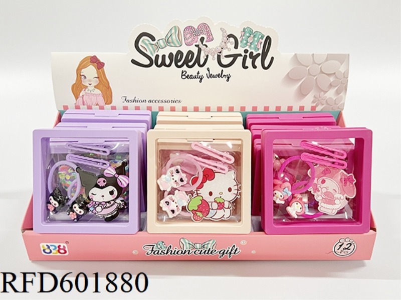 GIRLS' ACCESSORIES: HAIRPIN + HAIR TIE (SANRIO) 12PCS