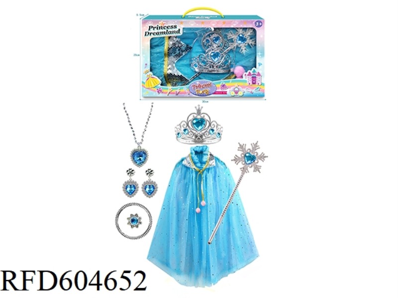 GIRLS BATCH YARN CAPE MAGIC WAND CROWN EARRINGS RING ACCESSORIES JEWELRY SET