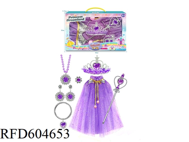 GIRLS BATCH YARN CAPE MAGIC WAND CROWN EARRINGS RING ACCESSORIES JEWELRY SET