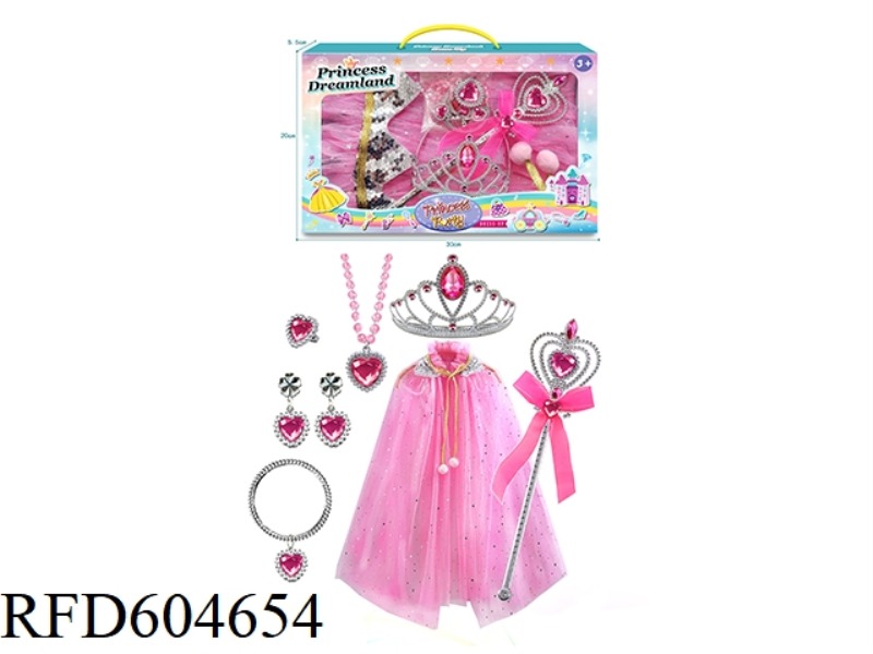 GIRLS BATCH YARN CAPE MAGIC WAND CROWN EARRINGS RING ACCESSORIES JEWELRY SET