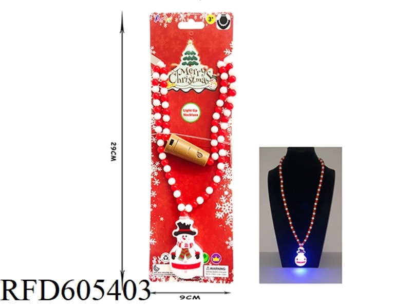 HOLIDAY PARTY LED CHRISTMAS COLORFUL GLITTER NECKLACE BEADED (CHRISTMAS SNOWMAN)