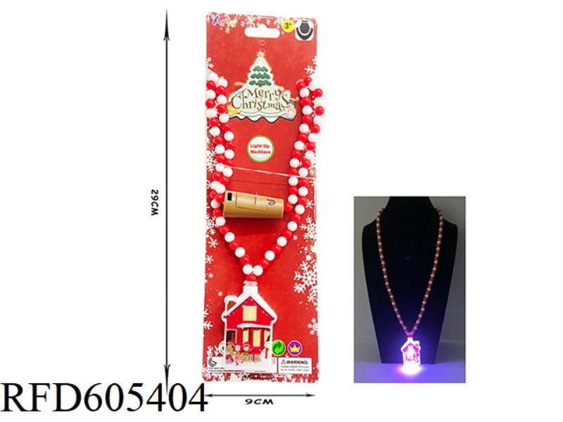 HOLIDAY PARTY LED CHRISTMAS COLORFUL GLITTER NECKLACE BEADED (CHRISTMAS SNOW HOUSE)
