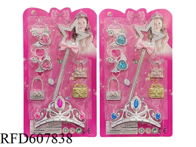 ELECTROPLATED 5-STAR WALKING STICK + POINTED THREE-POINT CROWN JEWELRY SET