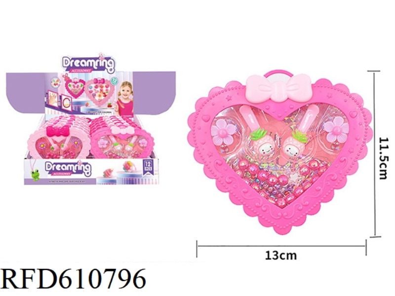 LACE HEART-SHAPED JEWELRY BOX (12 BOXES) PINK. ROSE RED