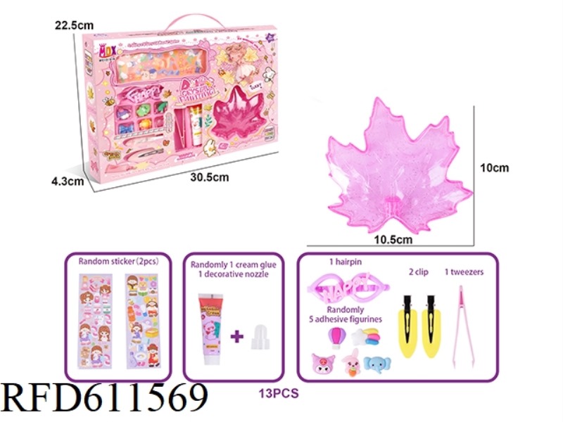 GIRLS JEWELRY SET DIY HANDMADE CREAM GLUE ACCESSORIES HAIRPIN GIRLS PLAY HOUSE TOYS COLOR STYLE RAND