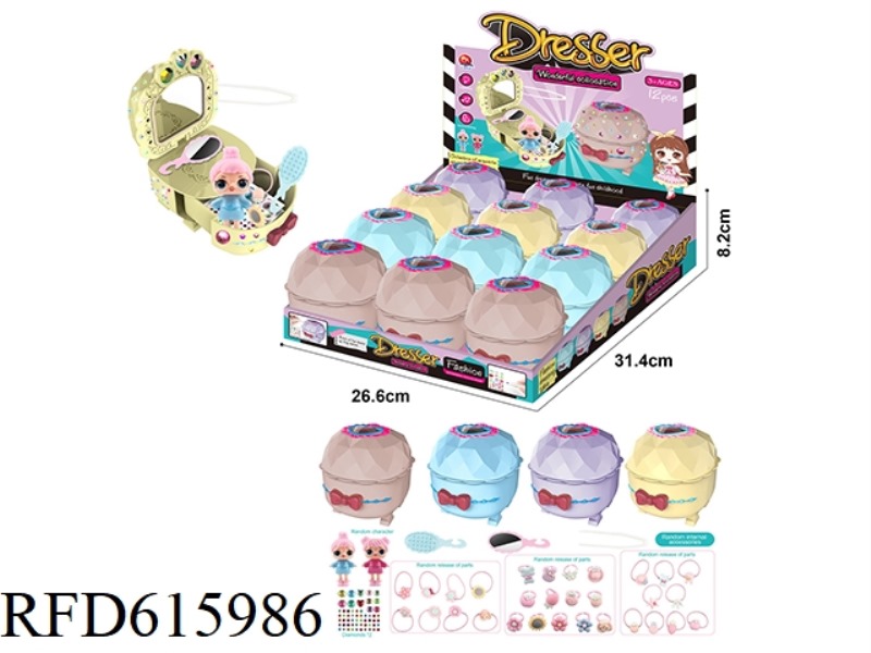 DOLL DIY STICK DIAMOND BEAUTY TABLE 12PCS
