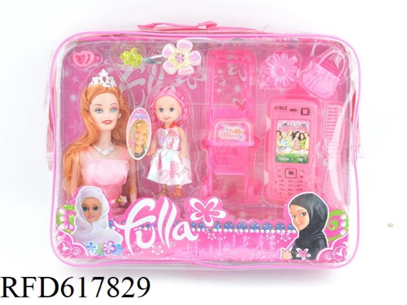 BARBIE WITH CART WITH 3.5 INCH DOLLS AND ACCESSORIES