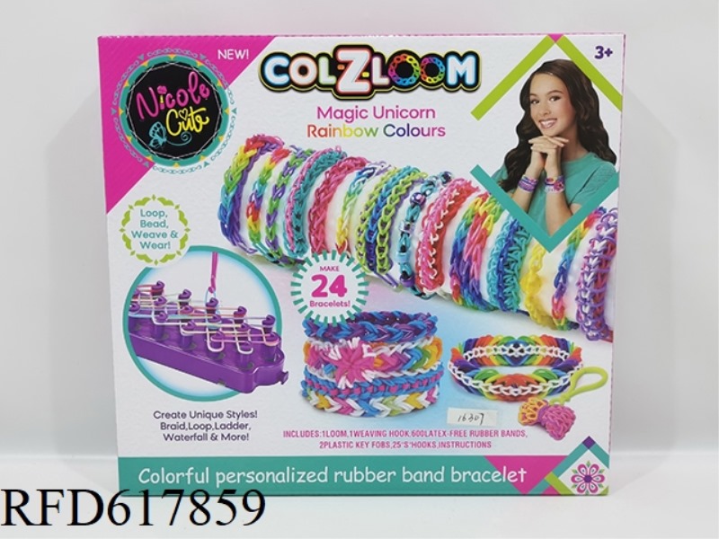 DIY RUBBER BAND RAINBOW BRACELET WEAVER