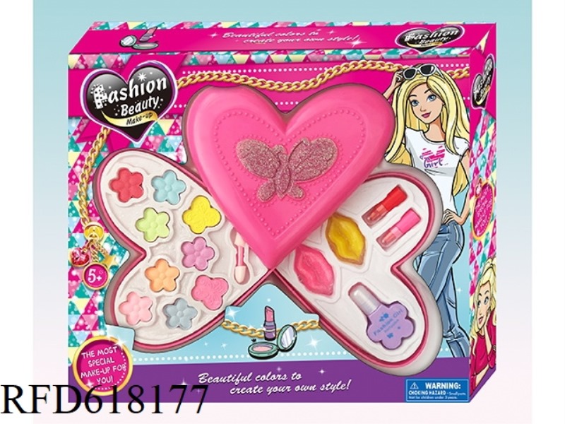 TWO-LAYER COSMETICS CASE WITH A HEART