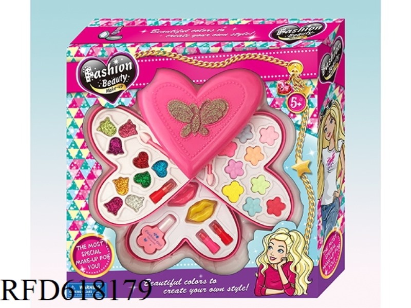 CENTER HEART SHAPE THREE LAYER MAKEUP CASE