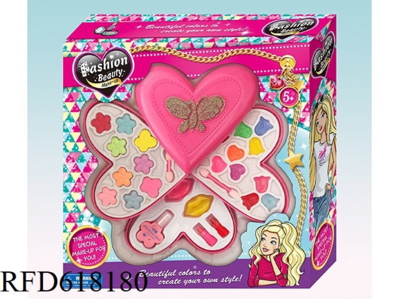 CENTER HEART SHAPE THREE LAYER MAKEUP CASE