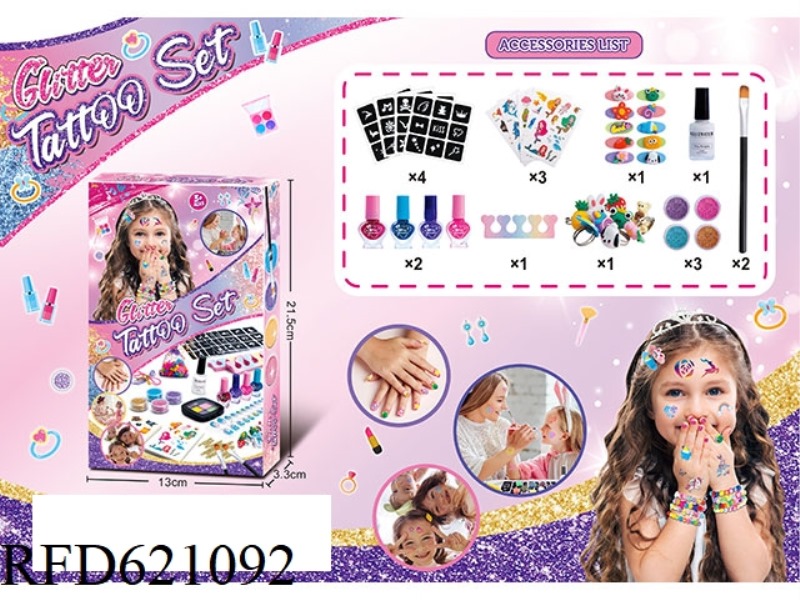 DIY CHILDREN'S JEWELRY TATTOO SET TATTOO STICKERS + NAIL OIL