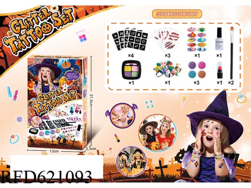 (HALLOWEEN) THEMED DIY CHILDREN'S JEWELRY TATTOO SET TATTOO STICKERS + MAKEUP