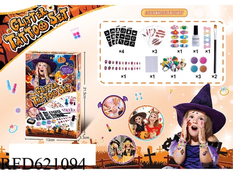 (HALLOWEEN) THEMED DIY CHILDREN'S JEWELRY TATTOO SET TATTOO STICKERS + NAIL ART