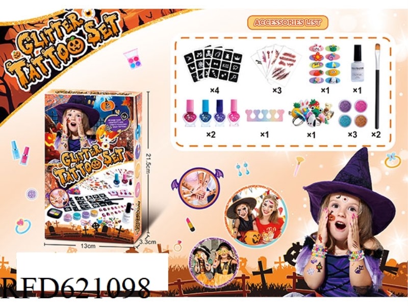 (HALLOWEEN) THEMED DIY CHILDREN'S JEWELRY TATTOO SET TATTOO STICKERS + NAIL OIL