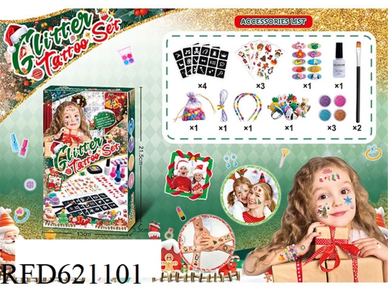 (CHRISTMAS) THEMED DIY CHILDREN'S ACCESSORY TATTOO SET TATTOO STICKERS + BEADED HEADBAND