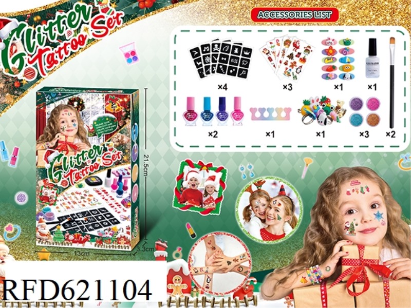 (CHRISTMAS) THEMED DIY CHILDREN'S JEWELRY TATTOO SET TATTOO STICKERS + NAIL OIL