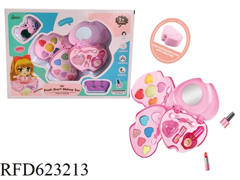 GIRL MAKEUP JEWELRY BEAUTIFUL PEACH HEART MAKEUP BOX