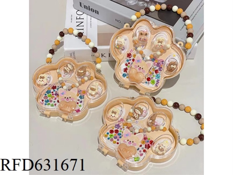 BIG CAT CLAW HANDBAG JEWELRY SET (GLITTER NECKLACE + RING + STICKERS)