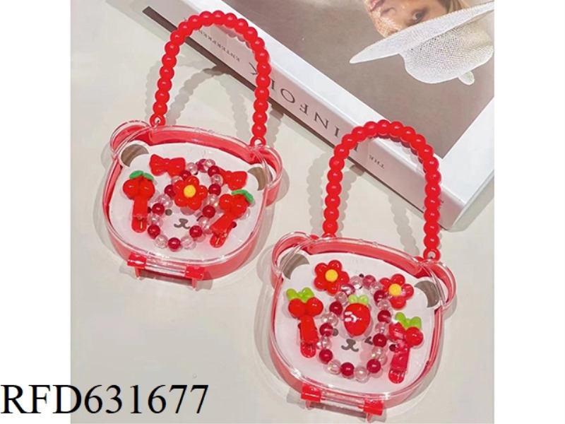 BEAR HANDBAG SET (RING + BRACELET + BOBBY PIN + LEATHER BAND)