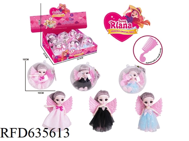 ANGEL MINI BARBIE JEWELRY CRYSTAL BALL GIRL PLAY HOUSE TOY 9PCS
