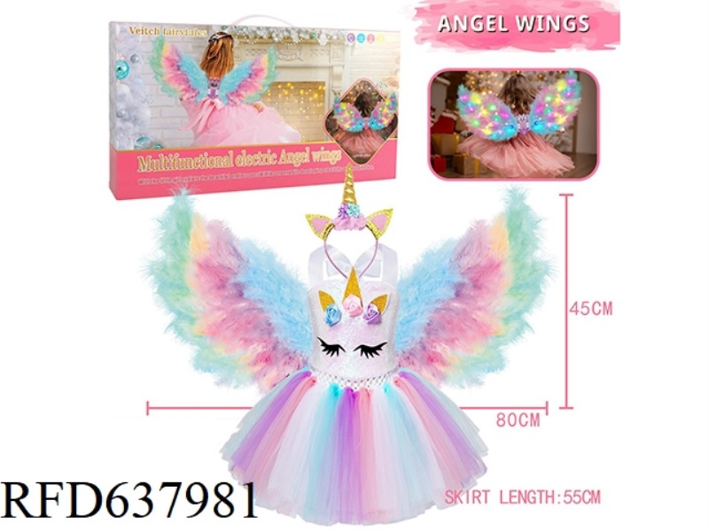 FEATHER HANDMADE ANGEL WINGS + DRESS + HEADDRESS