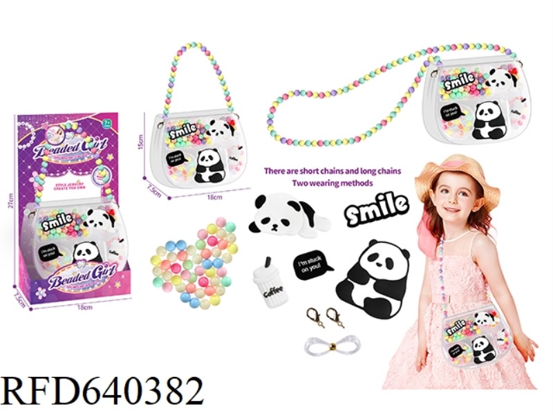 BEADED DIY BEADS GOOKA HANDMADE JEWELRY BOX JEWELRY BAG 2-IN-1 HANDBAG MESSENGER BAG CUTE PANDA