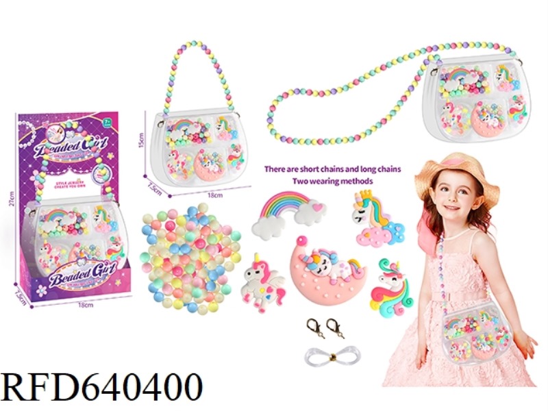 BEADED DIY BEADS GOOKA HANDMADE JEWELRY BOX JEWELRY BAG 2 IN 1 HANDBAG MESSENGER BAG UNICORN