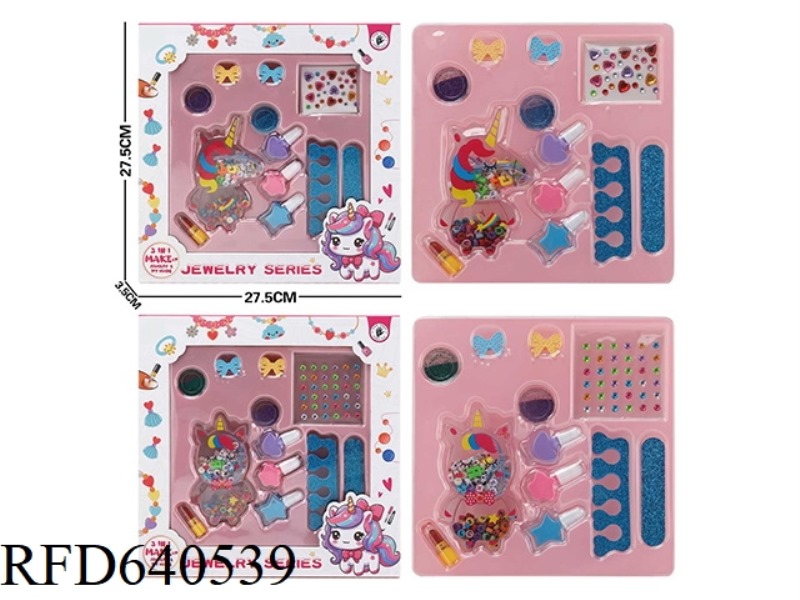 DIY UNICORN BLACK AND WHITE LETTER BEADING + MAKEUP + JEWELRY SET BOX