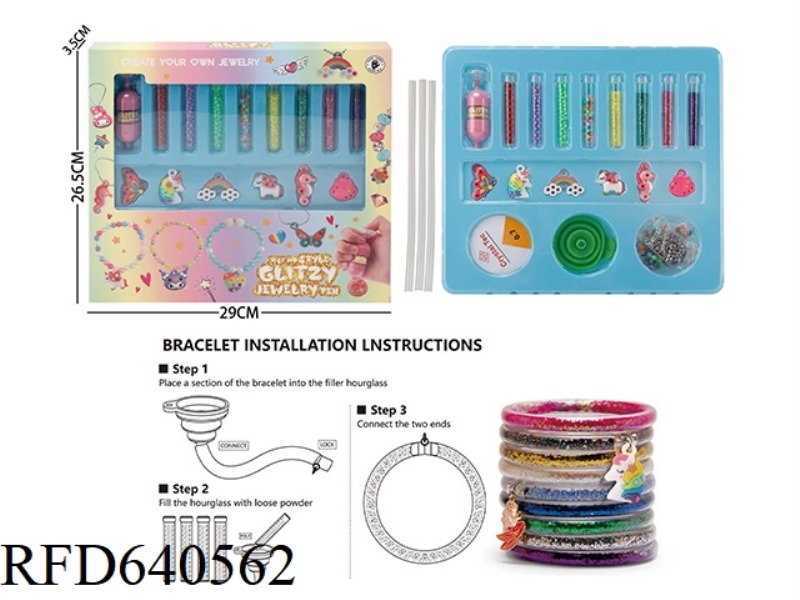 BEAD PEN + COLOR POWDER SLEEVE BRACELET SET