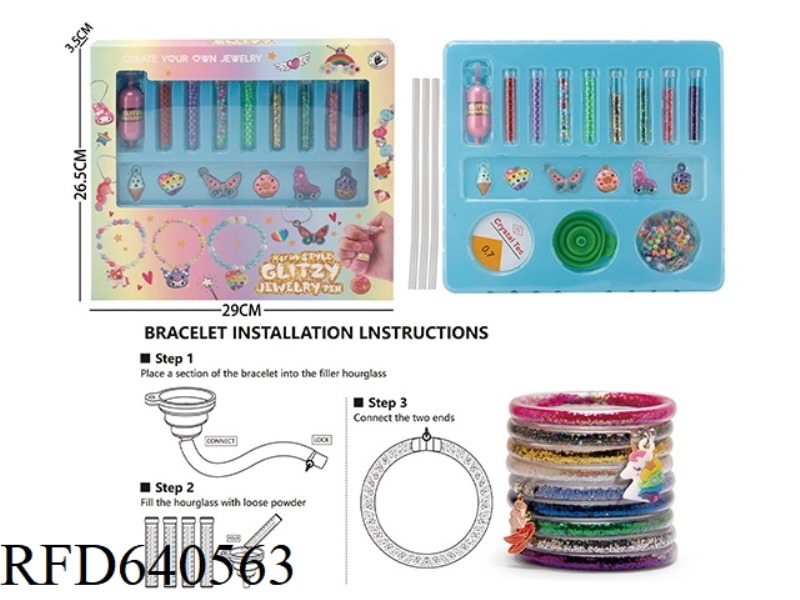 BEAD PEN + COLOR POWDER SLEEVE BRACELET SET