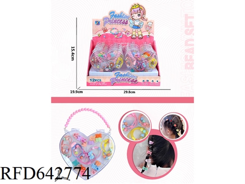 BRACELET HEARTS DIY BEADED BOX 12PCS