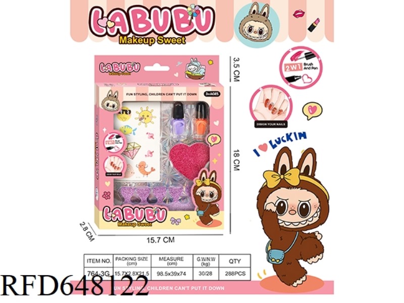 LABUBU SERIES TATTOO STICKERS TWO-COLOR NAIL POLISH NAIL SET