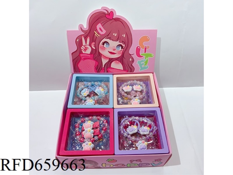 GIRLS' ACCESSORIES (BRACELET + EAR CLIP/HAIR CLIP/LEATHER BAND) 12PCS