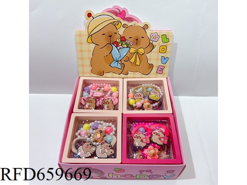 GIRLS ACCESSORIES (NECKLACE + LEATHER BAND) KAPIBARA 12PCS