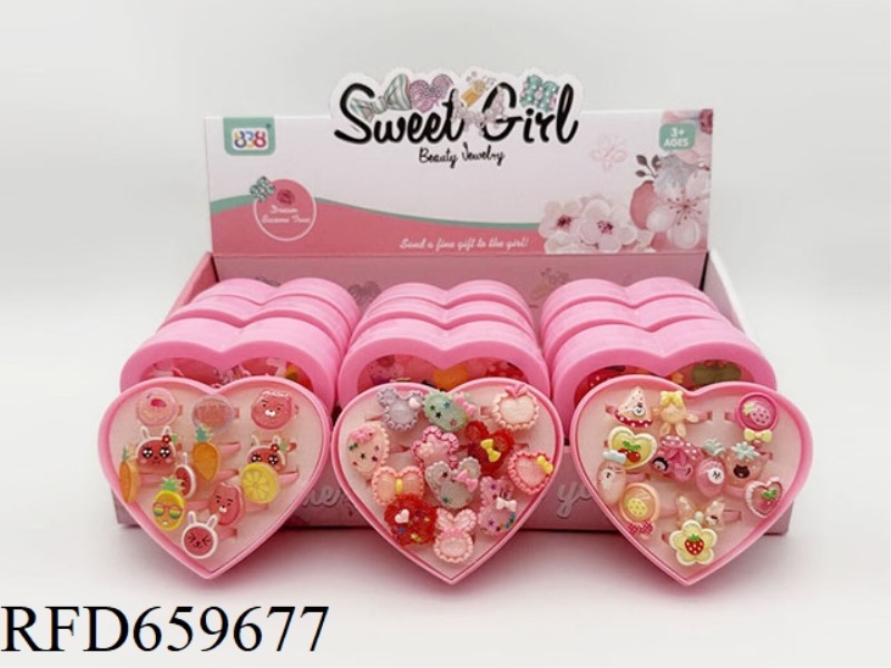 HEART PEACH BOX RING (RANDOM RING) 12PCS