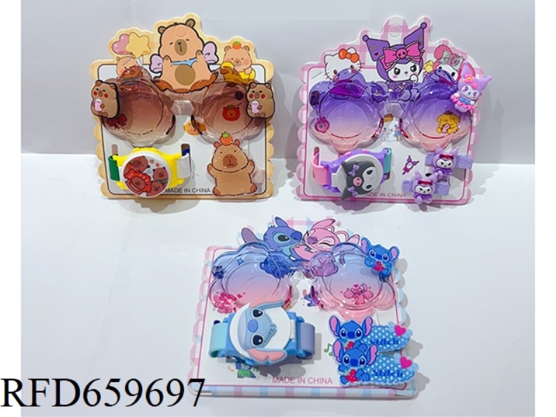 GIRLS' ACCESSORIES SET (WATCH + HAIRPIN + GLASSES)