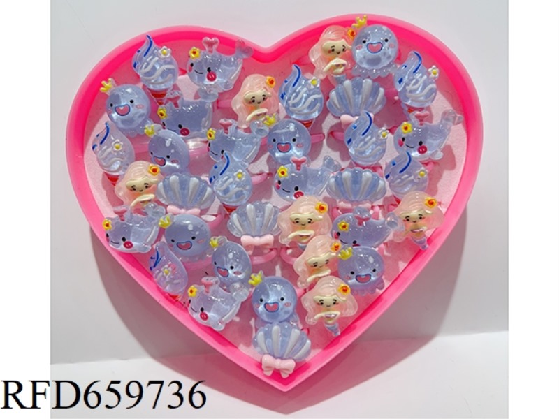 36 HEART AND PEACH BOX RINGS