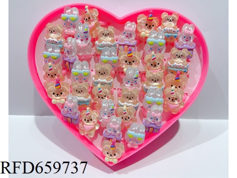 36 HEART AND PEACH BOX RINGS